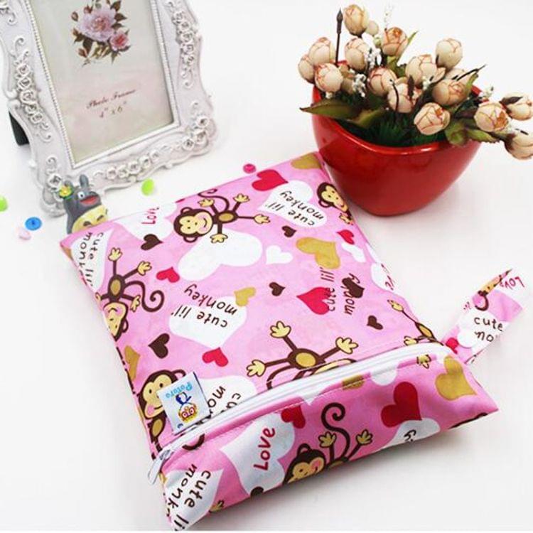 5 PCS Waterproof Reusable Wet Bag Printed Pocket Nappy Bags Travel Wet Dry Bags Mini Diaper Bag(A30-3)