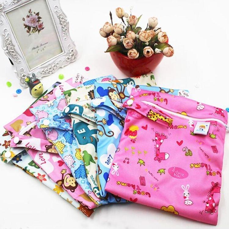 5 PCS Waterproof Reusable Wet Bag Printed Pocket Nappy Bags Travel Wet Dry Bags Mini Diaper Bag(A30-3)