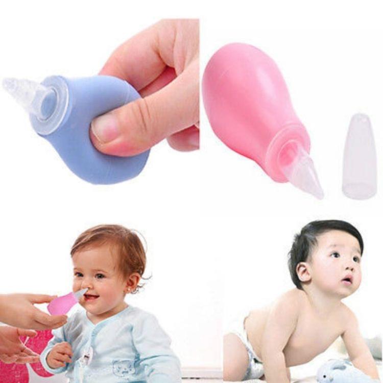 2 PCS Silicone Newborn Baby Children Nose Aspirator Toddler Nose Cleaner Infant Snot Vacuum Sucker Soft Tip Cleaner Baby Care Products(Pink)