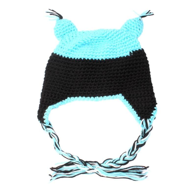 Owl Style Pure Hand-woven Wool Warm Baby Ear Hat (Baby + Black)(Baby Blue)