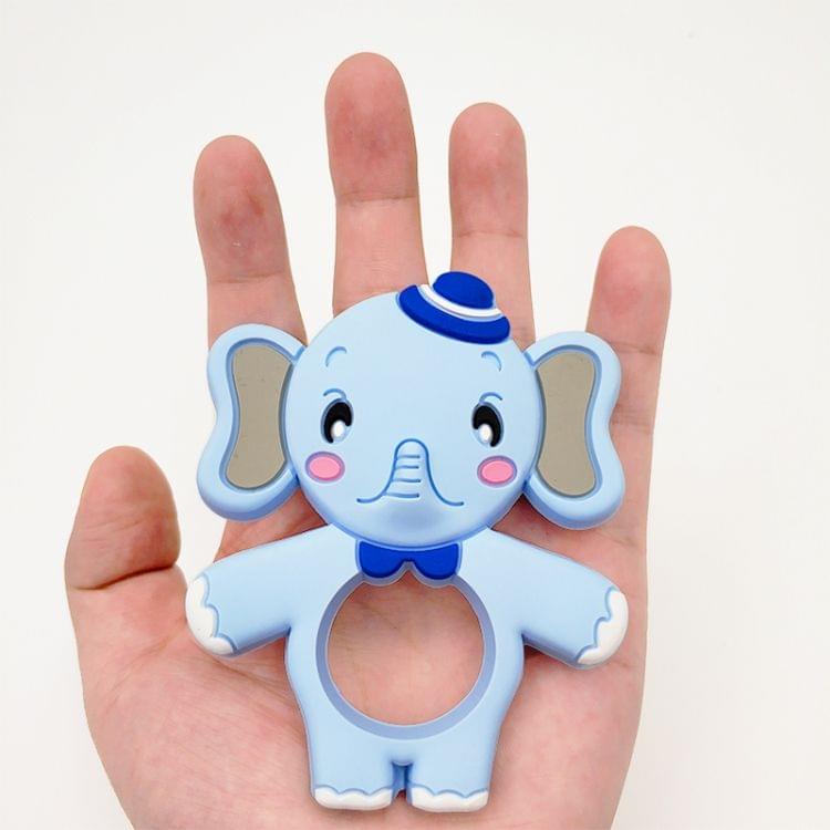 5 PCS Food Grade Silicone Teethers DIY Animal Baby Teether Infant Baby Silicone Toddler Toys(Elephant Blue)