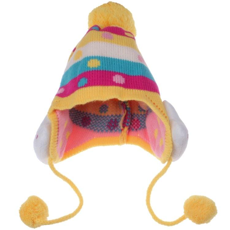 Children Thickening Warm Hat & Scarf Set for Autumn / Winter with Rabbit Decoration(Yellow)