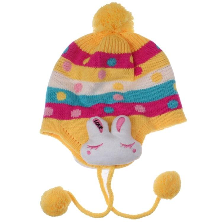 Children Thickening Warm Hat & Scarf Set for Autumn / Winter with Rabbit Decoration(Yellow)