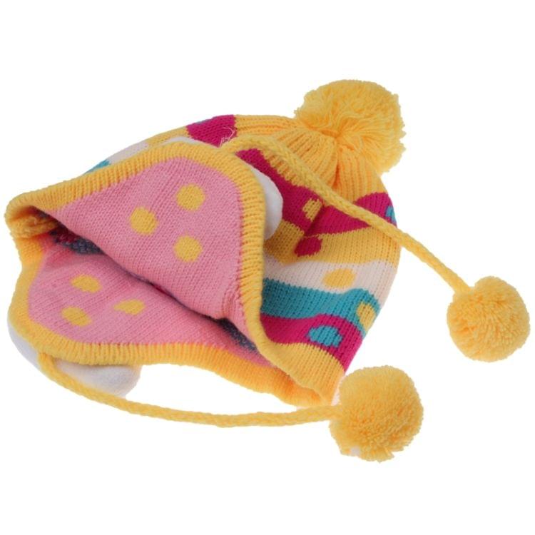 Children Thickening Warm Hat & Scarf Set for Autumn / Winter with Rabbit Decoration(Yellow)