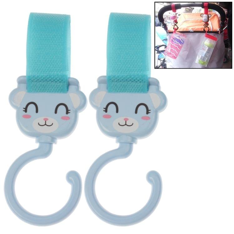 2 PCS Lovely Cartoon Style Hook and Loop Fastener Enclosure Hanger Clasp Hook for Baby Carriage(Blue)