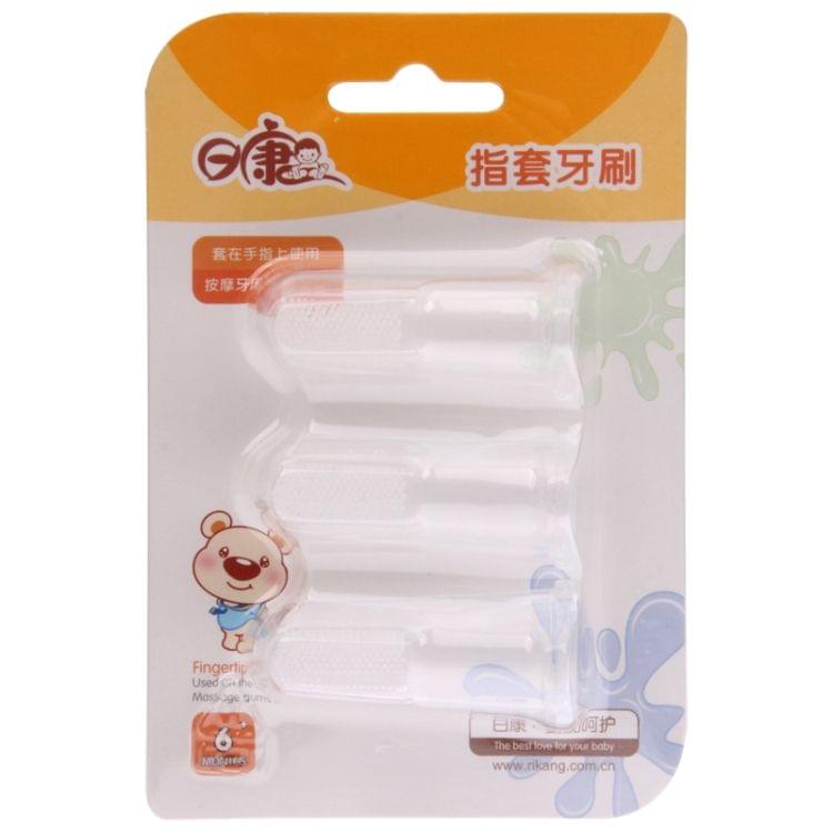 3 PCS RK-3604 Baby Silicone Toothbrush / Baby Finger Toothbrush / Finger Massage(Transparent