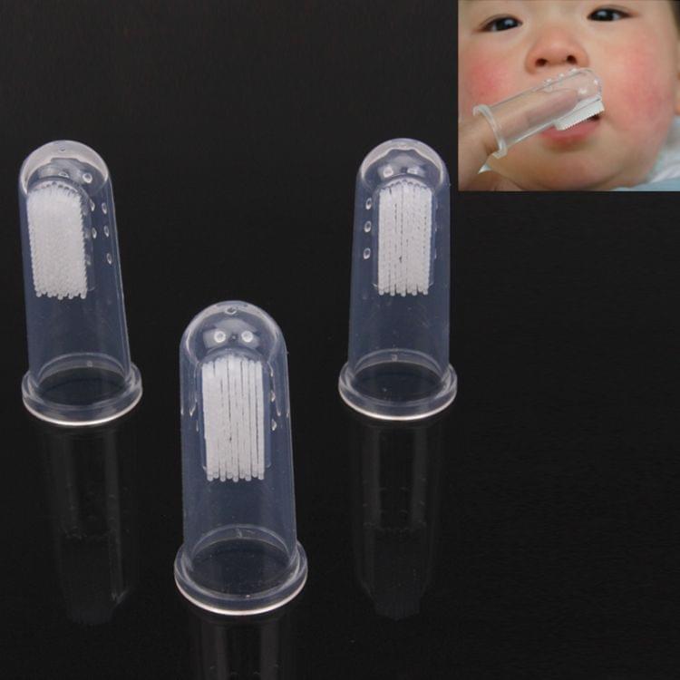 3 PCS RK-3604 Baby Silicone Toothbrush / Baby Finger Toothbrush / Finger Massage(Transparent