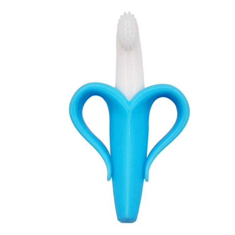 3 PCS Baby Silicone Training Toothbrush Banana Shape Safe Toddle Teether Chew Toys Teething Ring Gift for Infant Baby Chewing(Pink-B)