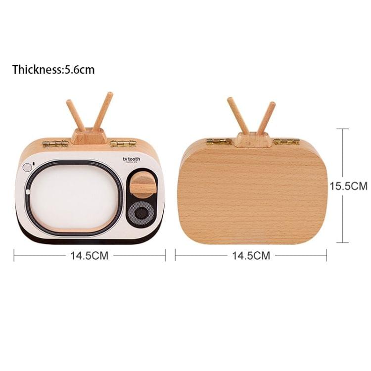 Creative Wooden Children TV Set Deciduous Tooth Preservation Box Baby Teeth Tooth House Storage Box