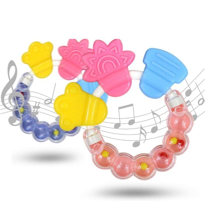 2 PCS Balcherlam Baby Rattle Silicone Teether Circular Ring Molar Device, Random Color Delivery