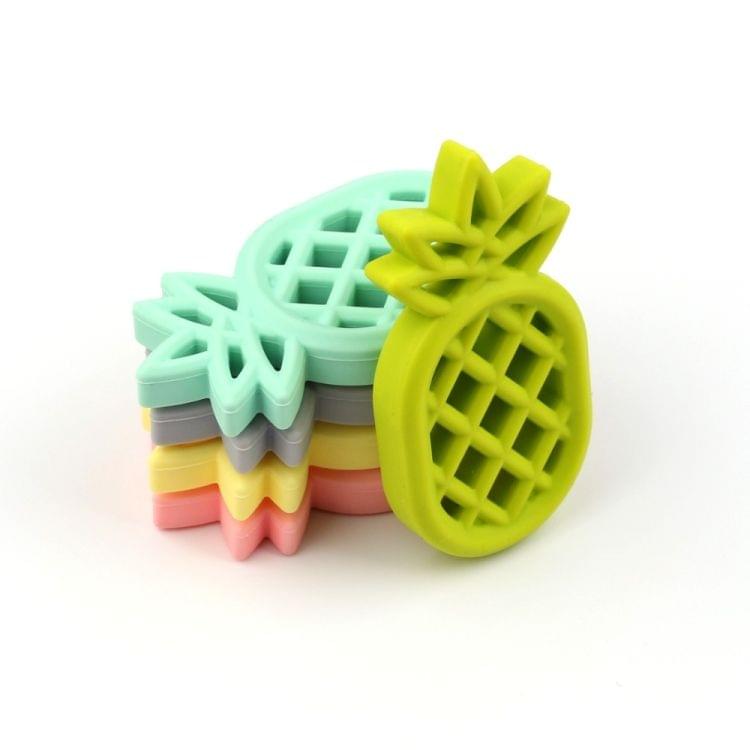 5 PCS Pineapple Silicone Teether Babies Teething Pendant Nursing Soft Silicone Safe Toys for Soothe Teething Baby(Light Green)