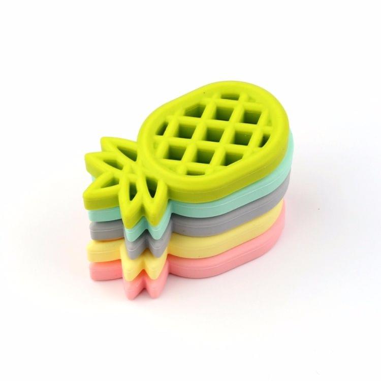 5 PCS Pineapple Silicone Teether Babies Teething Pendant Nursing Soft Silicone Safe Toys for Soothe Teething Baby(Light Green)