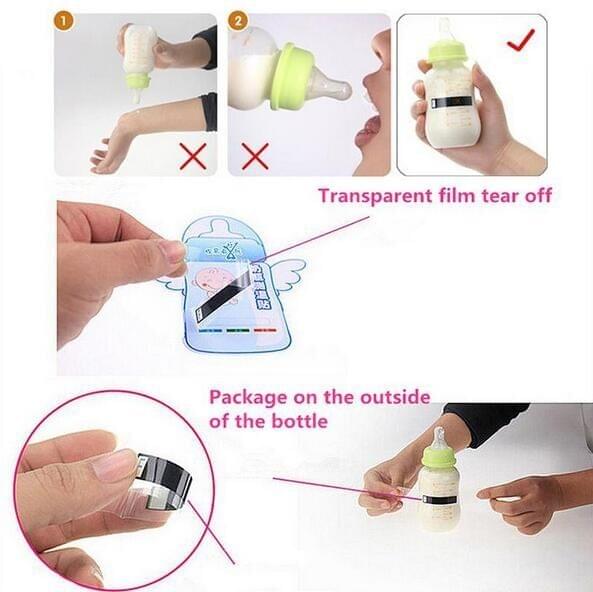 2 PCS Baby Milk Bottle Temperature Test Paper Strip Thermometer Sticker Safely Thermometers Temperature Measuring Card