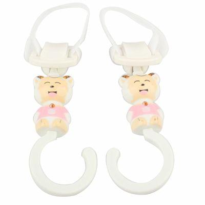 2x Cartoon Style Hook with hook and loop fastener Strap(White)