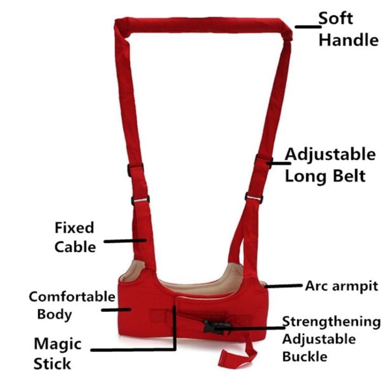 Basket Style Ventilated Harnesses Leashes Toddler Adjustable Harness Baby Walking Assistant with Handle, Suitable for 40 - 63cm Chest(Red)