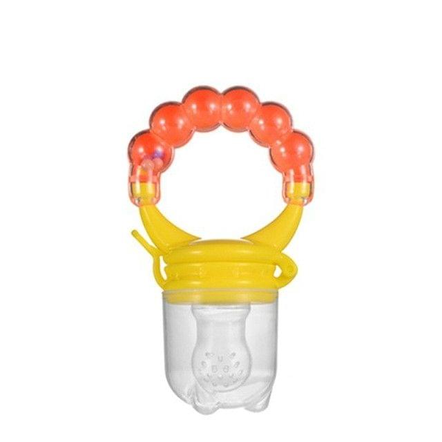 3 PCS Baby Nipple Fresh Food Fruit Milk Feeding Bottles Learn Feeding Drinking Handle Teething Pacifier with Bell, Size:L(Orange)