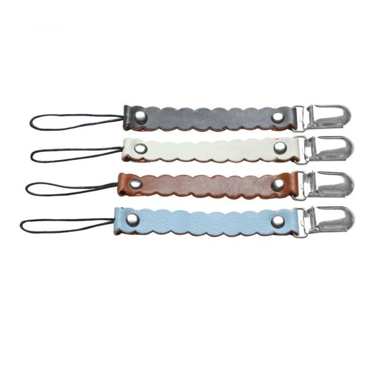 3 PCS Wave Leather Baby Short Pacifier Clip Chain Metal Soother Nipple Holder Clasps(White)