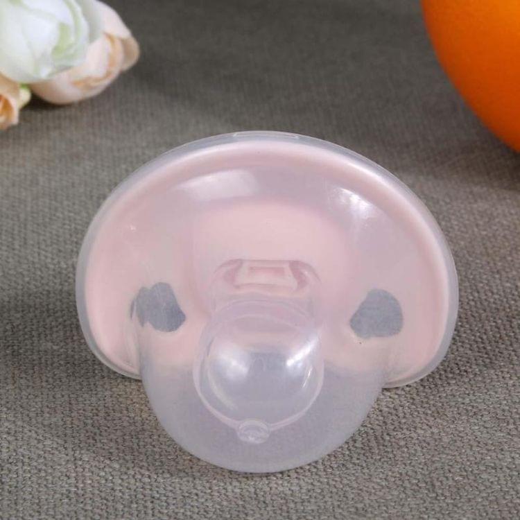 Silicone Flat Head Thumb Type Newborn Pacifier with Anti-dust Cover(Pink)