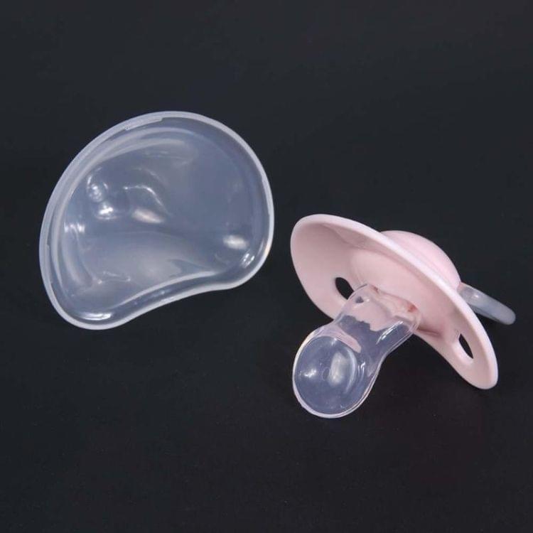 Silicone Flat Head Thumb Type Newborn Pacifier with Anti-dust Cover(Pink)