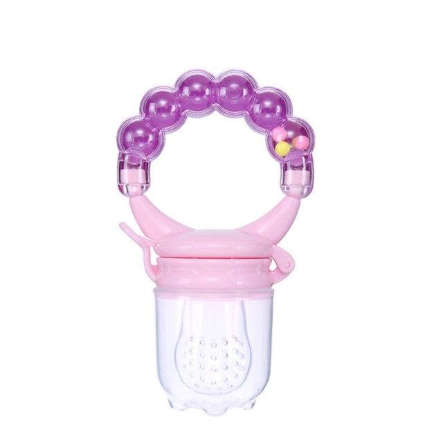 3 PCS Baby Nipple Fresh Food Fruit Milk Feeding Bottles Learn Feeding Drinking Handle Teething Pacifier with Bell, Size:S(Purple)