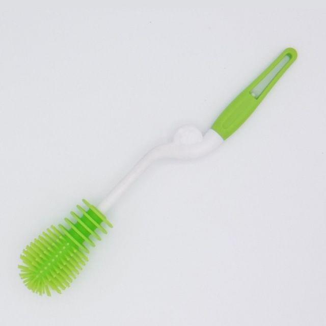 Washing Cleaning Rotary Handle Long Handle Scrubbing Feeding-bottle Brush(Red)