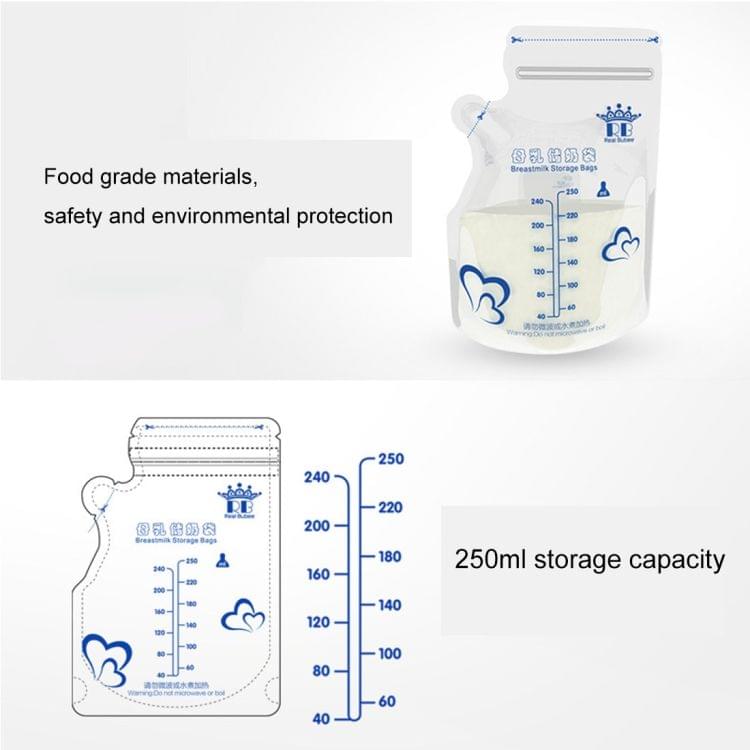 REAL BUBEE 30 PCS 250ml Portable Breast Milk Freshness Cold Protection Package Storage Bag