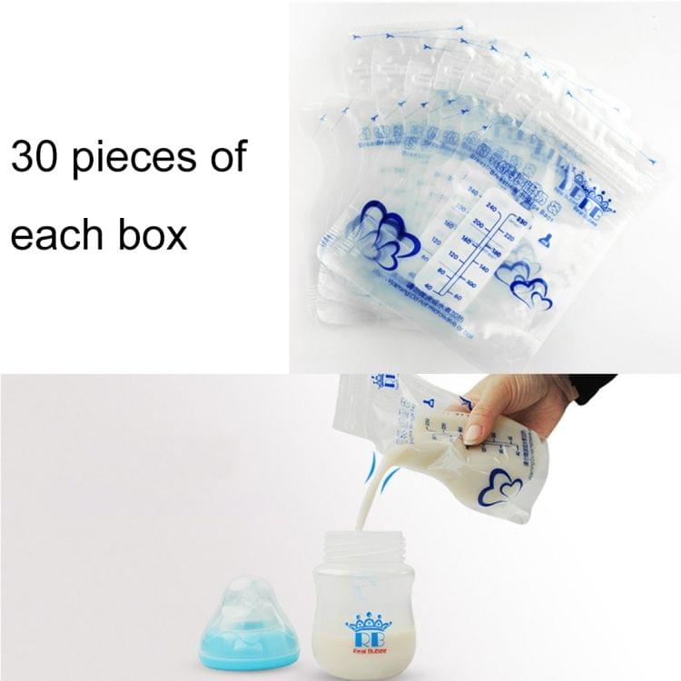 REAL BUBEE 30 PCS 250ml Portable Breast Milk Freshness Cold Protection Package Storage Bag