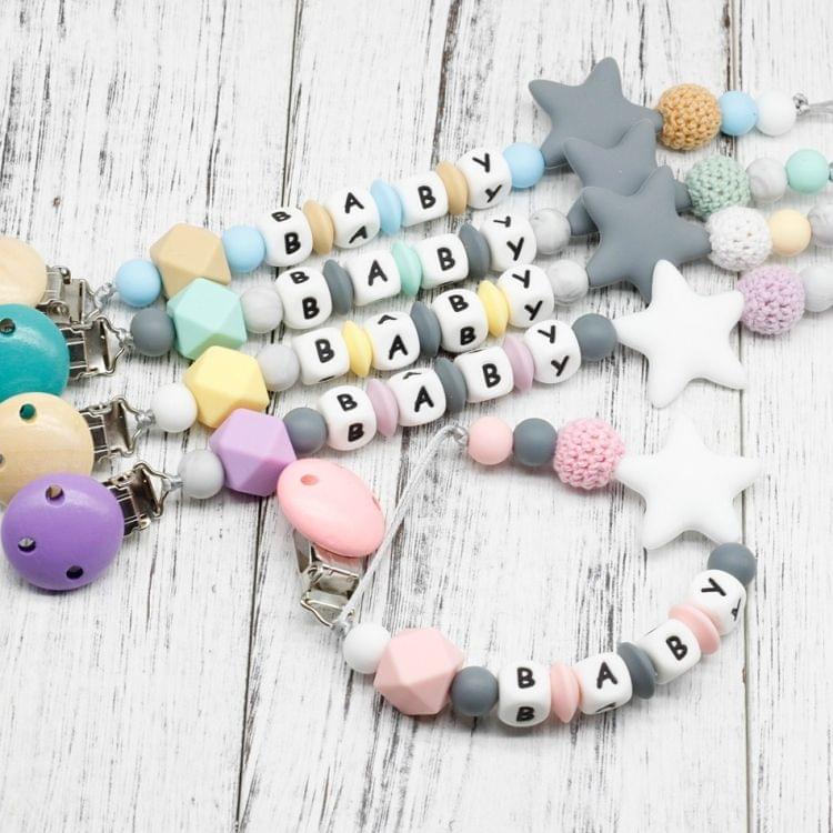 3 PCS  DIY Silicone Baby Pacifier Clip Colorful Pacifier Chain(turquoise green)