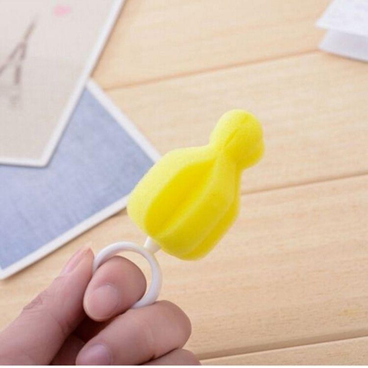 5 PCS 360 Degree Rotating Sponge yellow Baby Nipple Brush Babies Teat Cleaning Feeding Bottle Brushes Infant Pacifier Cleaner