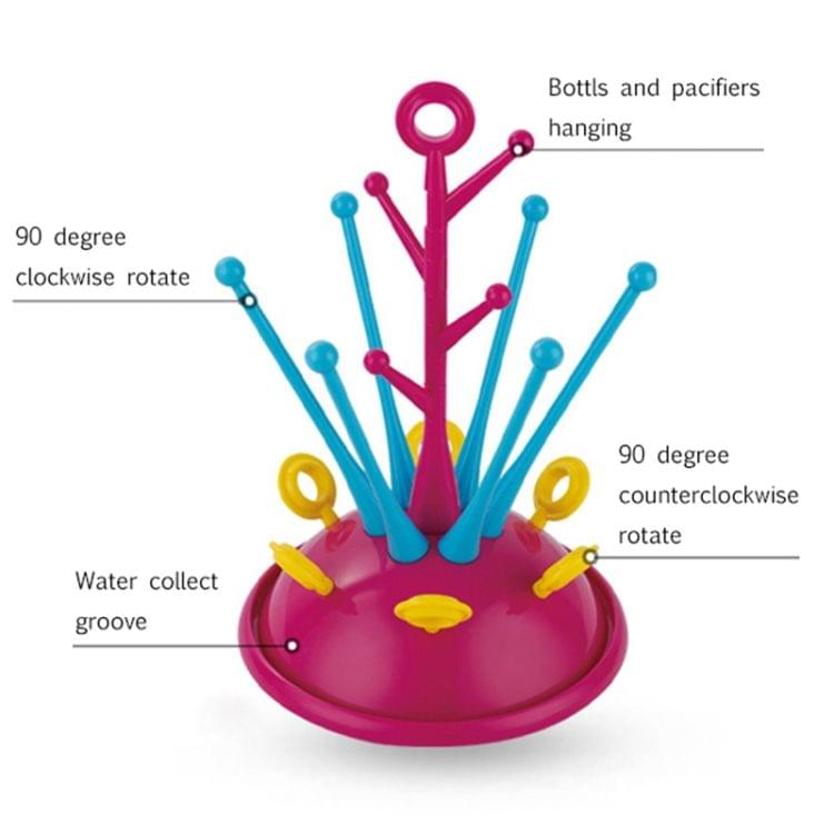 Baby Bottle Drying Rack Pacifier Nipple Drier Cute Tree Shape Cups Holders(Purple)