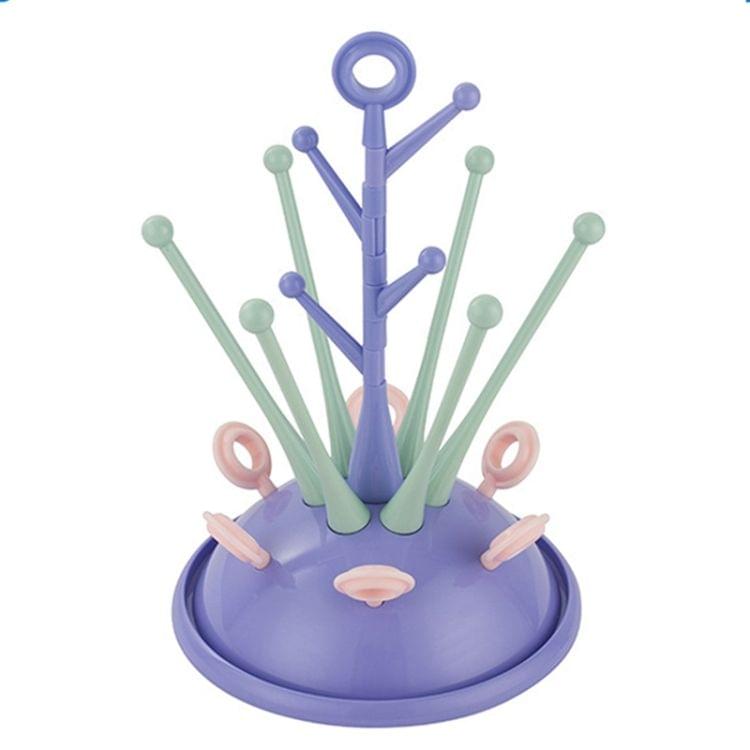 Baby Bottle Drying Rack Pacifier Nipple Drier Cute Tree Shape Cups Holders(Purple)