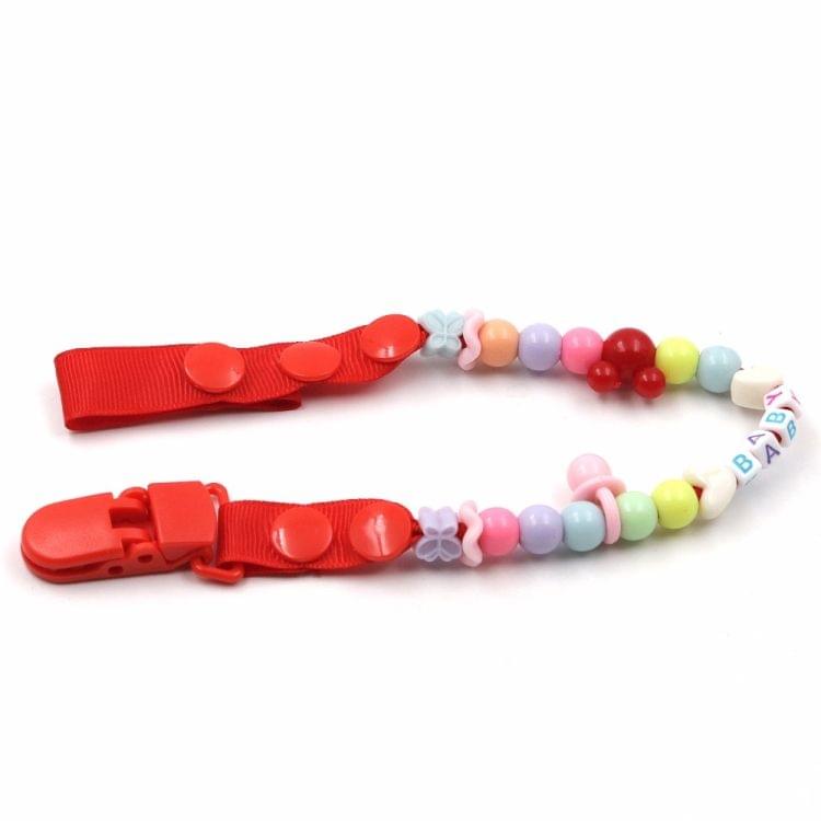 3 PCS Baby Pacifier Clips Newborn Dummy Pacifier Chain Clip Holder Baby(red)