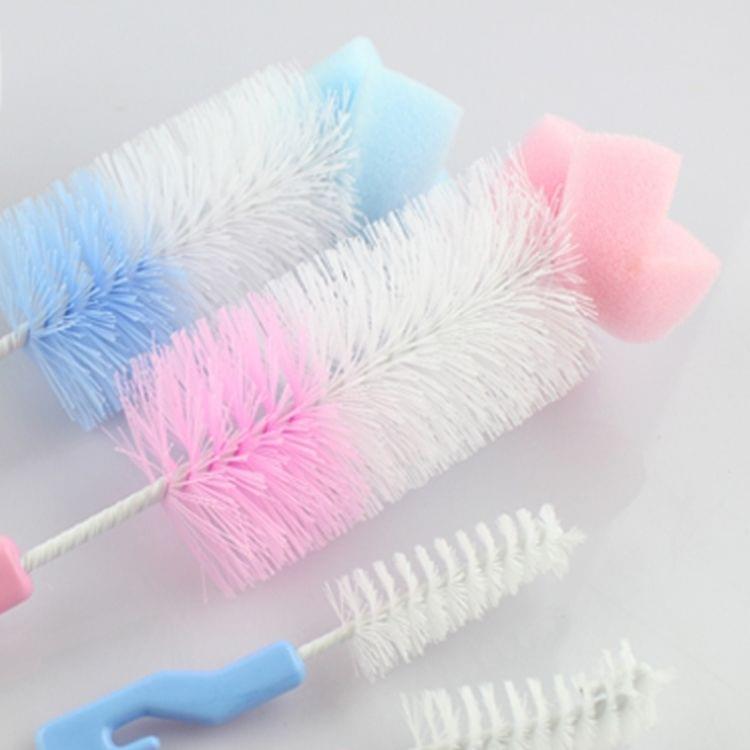 2 Sets Baby Nipple Milk Bottle Cup 360 Degree Sponge Cleaner Pacifier Brush, Random Color Delivery