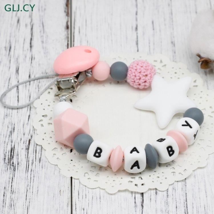 3 PCS  DIY Silicone Baby Pacifier Clip Colorful Pacifier Chain(Pink)