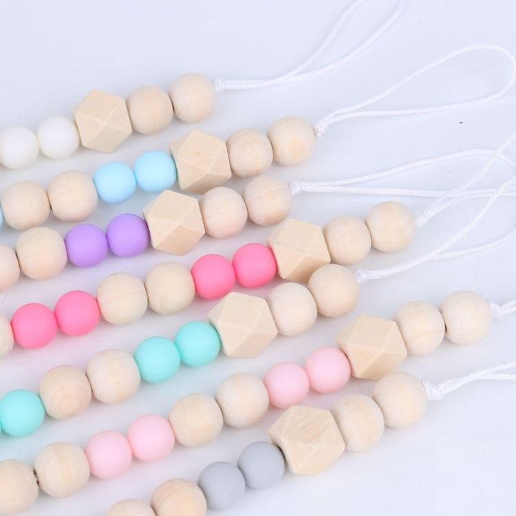 3 PCS Baby Pacifier Clip Chain Wooden Holder Soother Pacifier Clips Leash Strap Nipple Holder for Infant Feeding(Light blue)