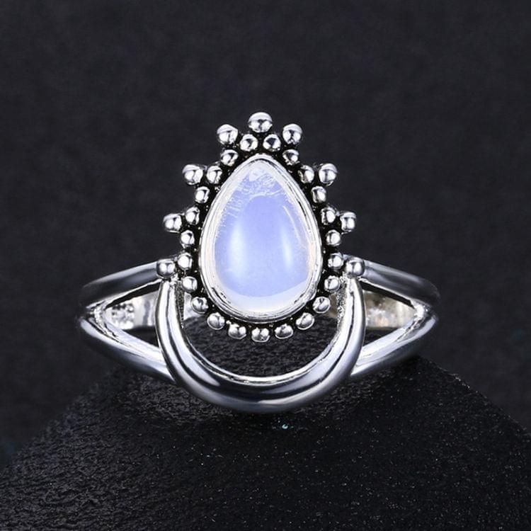 925 Silver Women Vintage Diamond Punk Moonstone Ring, Ring Size:6