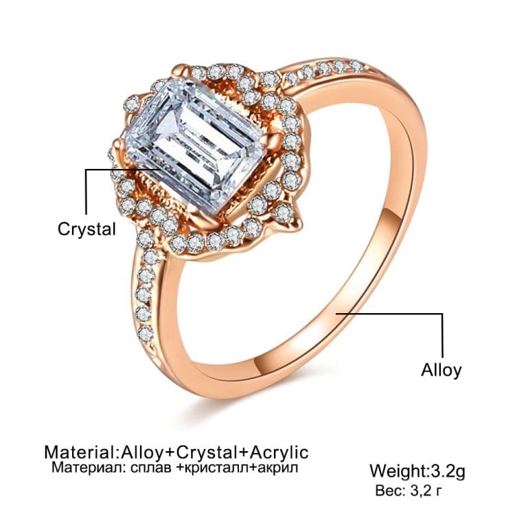 Woman Fashion Square Diamond Wedding Ring, Ring size:6(Rose gold)