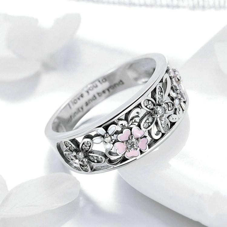 Fashion 925 Sterling Silver Daisy Flower Finger Rings for Women Wedding Engagement Jewelry, Ring Size:6