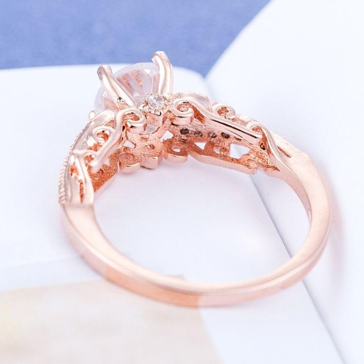 1 Pair Women Fashion Micro-inlaid Zircon Engagement Ring Princess Queen Aristocratic Temperament Couple Ring(Rose Gold US size: 6)