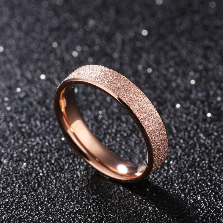 OPK Pure Steel Scrub Rose Gold Titanium Steel Ring for Women (Color:Rose Gold Size:6)