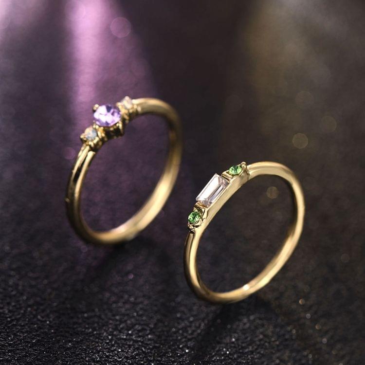 4 PCS Women Vintage Bohemian Crystal Zircon Ring Set, Ring Size:6