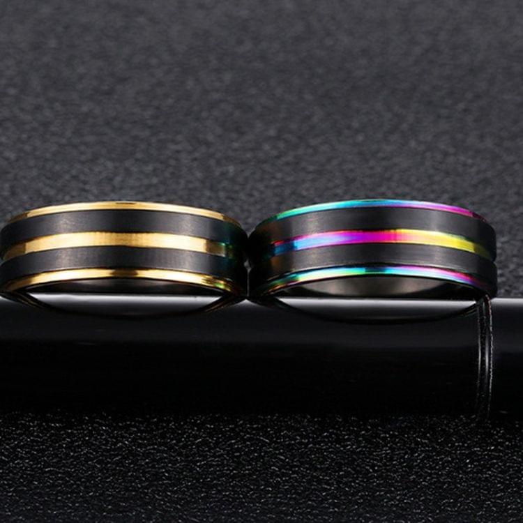 OPK Lasha Plating Double Titanium Steel Groove Ring for Men (Color:Gold Size:11)