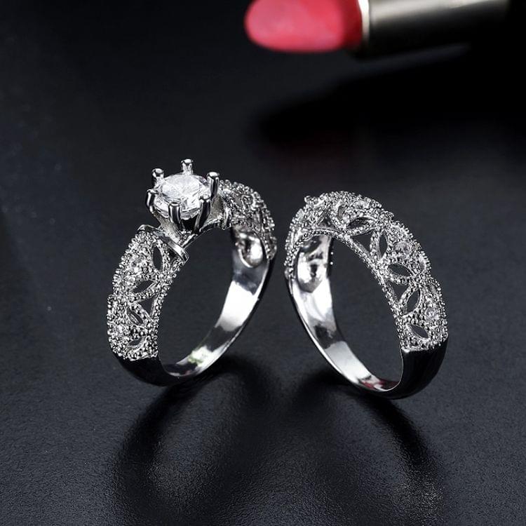 Fashion Stylish Trinket Zircon Hollow Set Ring, US Size 6（silver）