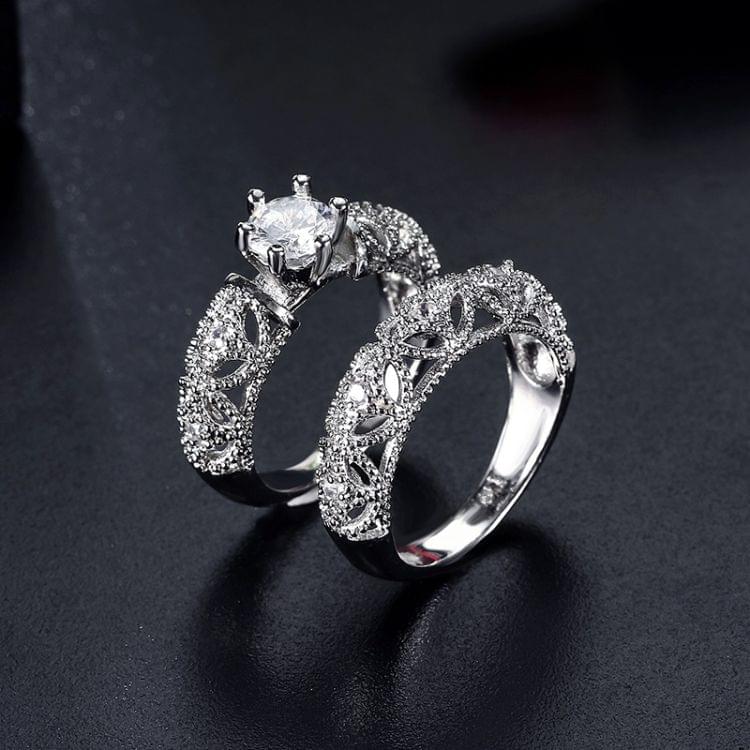 Fashion Stylish Trinket Zircon Hollow Set Ring, US Size 6（silver）