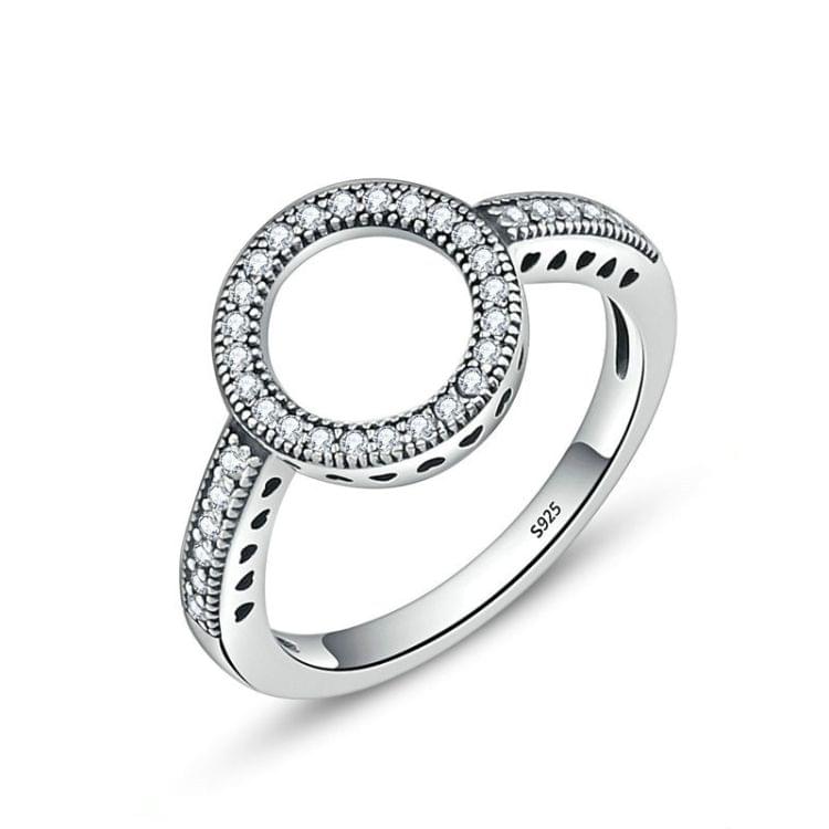 2 PCS Real 925 Sterling Silver Lucky Circle Diamond Halo Rings, Ring Size:6(White)