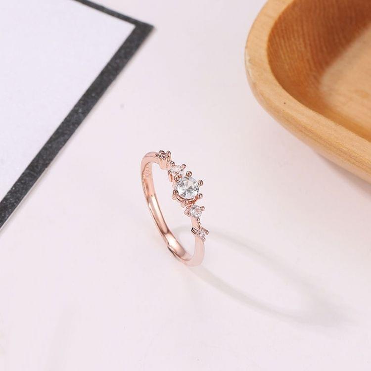 Fashion Women Vintage with Diamond Metal Ring, Ring size:6(White)