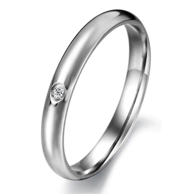 OPK Glossy Crystal Drill Fine Titanium Steel Ring for Women (Color:Steel Color Size:9)