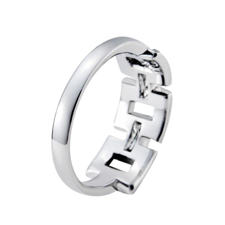 Silver Plated Black Zircon Cutout Square Ring for Women(Silver with Diamond, US, Size: 6)