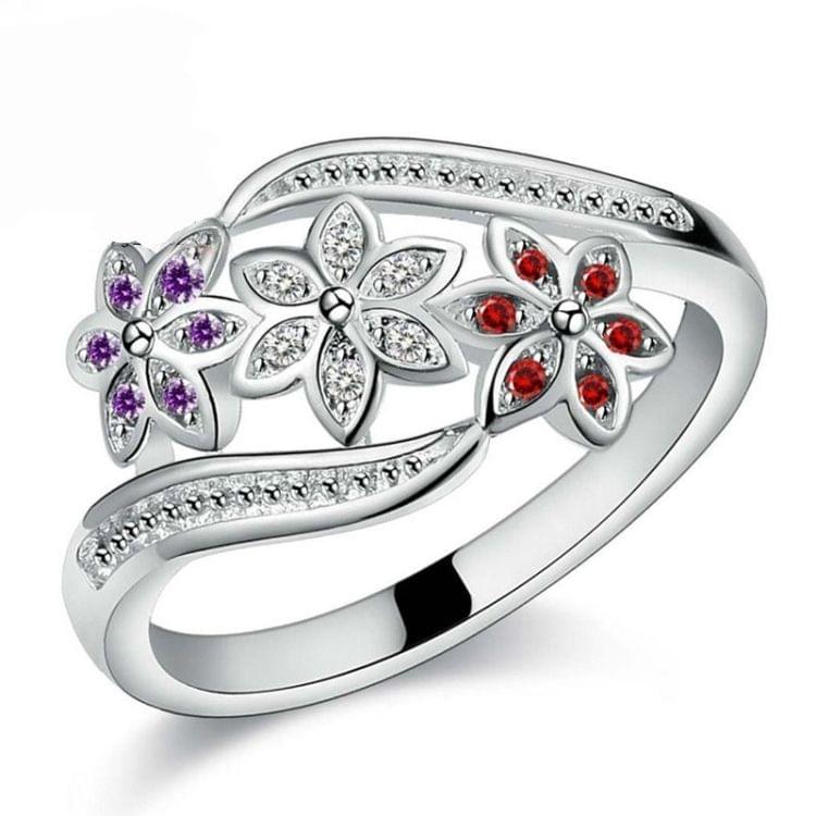 Tricolor Flower Fashion Color Tail Diamond Ring(7)