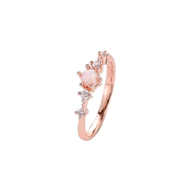 Fashion Women Vintage with Diamond Metal Ring, Ring size:6(Pink)